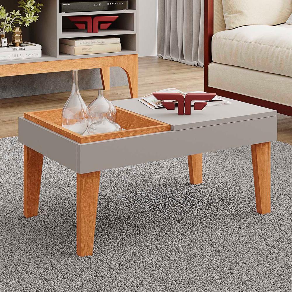 Mesa de Centro Veneza Sala de Estar Fendi Metalic/Cinamomo
