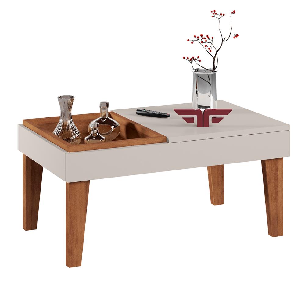 Mesa de Centro Veneza Sala de Estar Off White/Matte