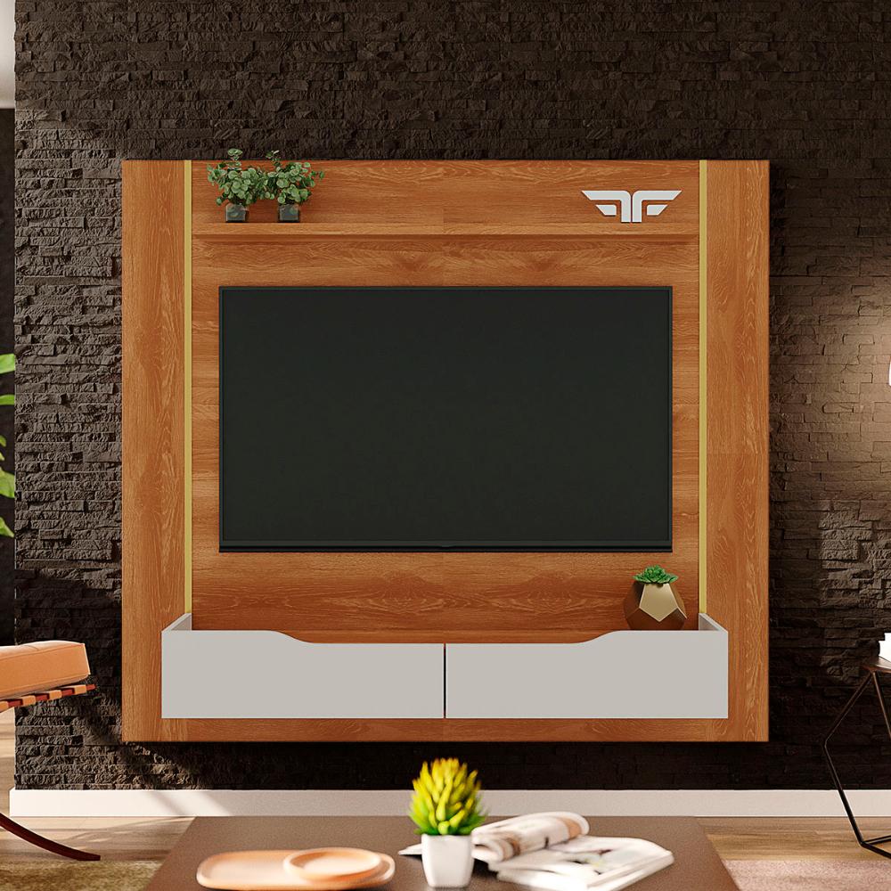 Painel Home Suspenso Maracatu Para TV até 70" Polegadas Cinamomo/Off White