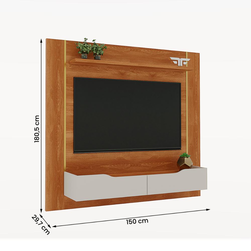 Painel Home Suspenso Maracatu Para TV até 70" Polegadas Cinamomo/Off White