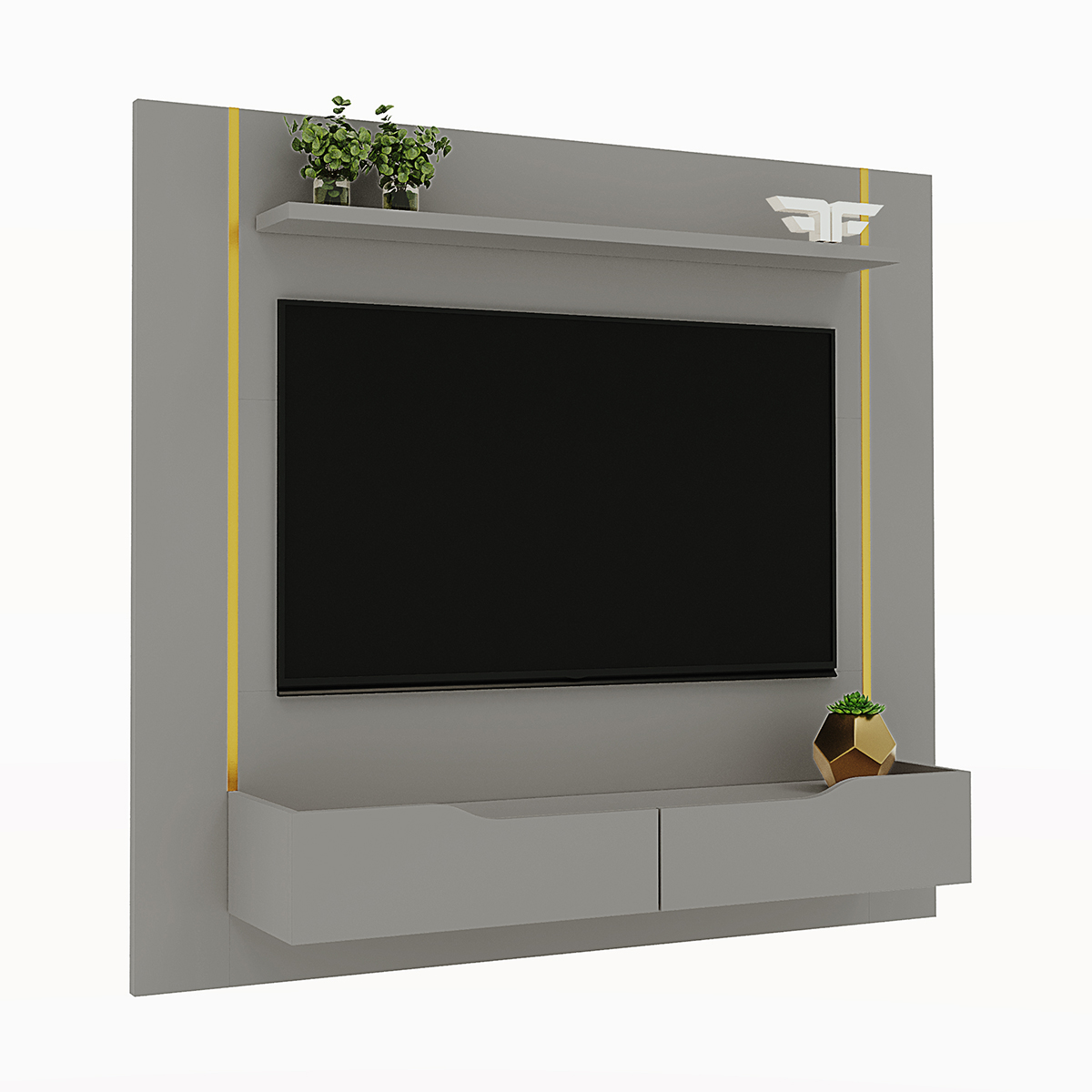 Painel Home Suspenso Maracatu Para TV até 70" Polegadas Fendi Metalic