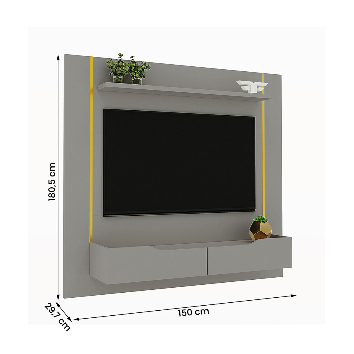 Painel Home Suspenso Maracatu Para TV até 70" Polegadas Fendi Metalic