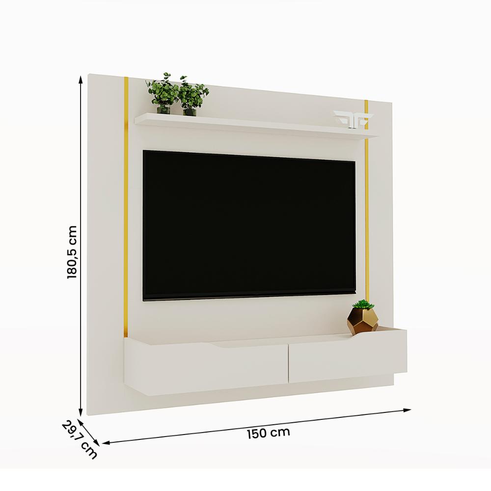 Painel Home Suspenso Maracatu Para TV até 70" Polegadas Off White