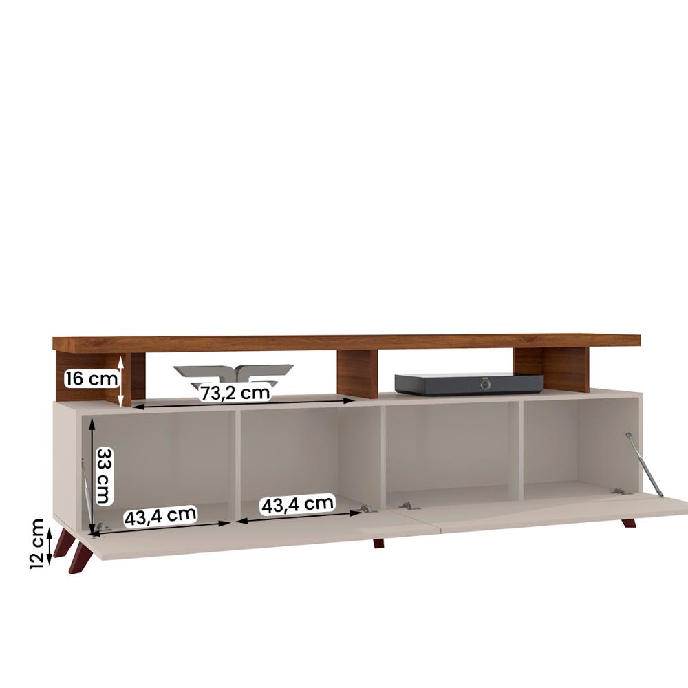 Rack Bancada Londres Para TV Até 65" Polegadas Off White/Matte
