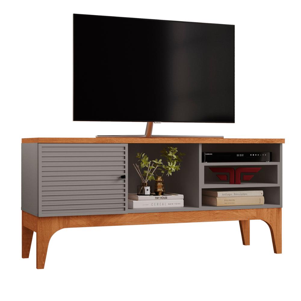 Rack Bancada Veneza Para TV Até 60" Polegadas Fendi Metalic/Cinamomo