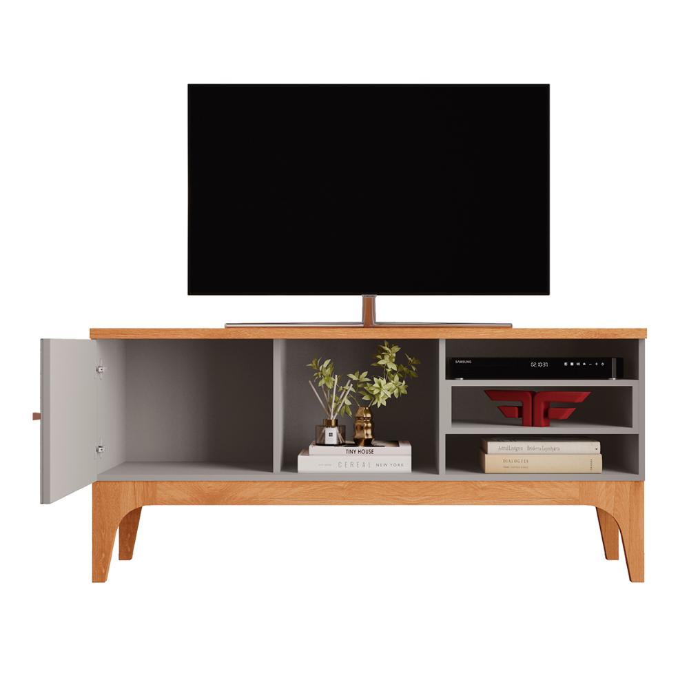 Rack Bancada Veneza Para TV Até 60" Polegadas Fendi Metalic/Cinamomo