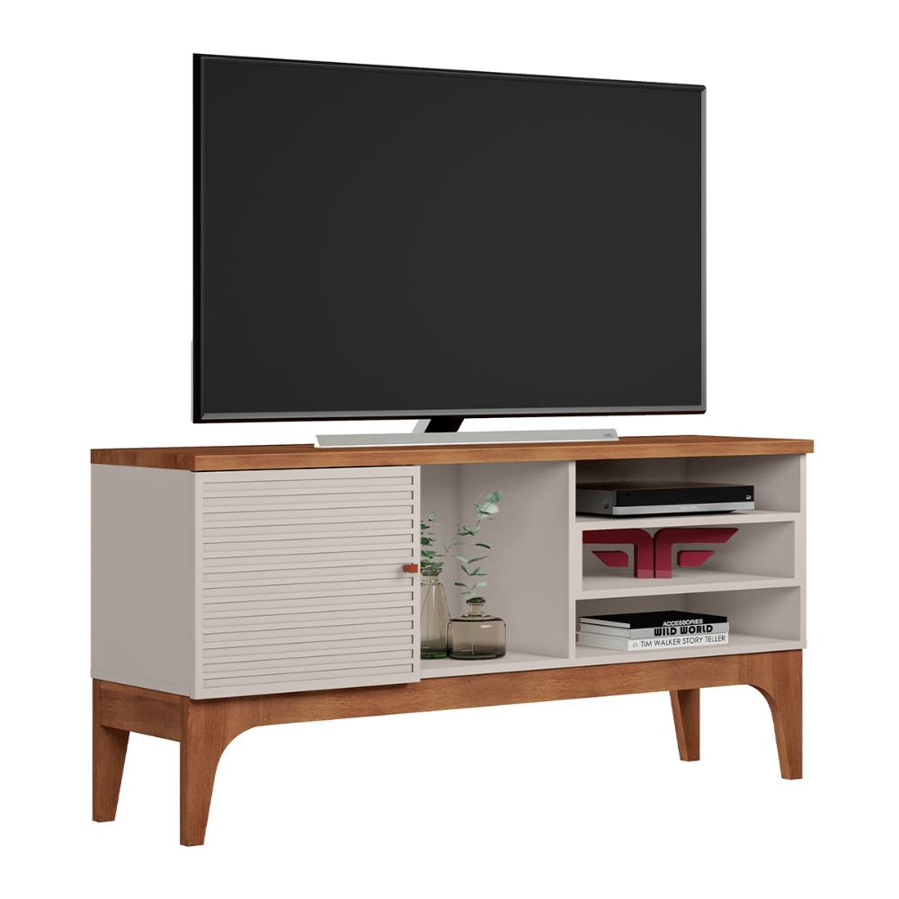 Rack Bancada Veneza Para TV Até 60" Polegadas Off White/Matte
