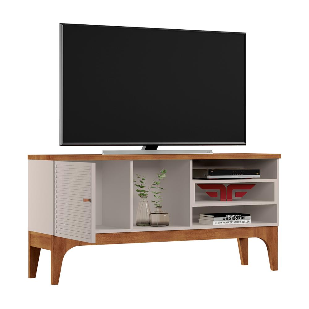 Rack Bancada Veneza Para TV Até 60" Polegadas Off White/Matte