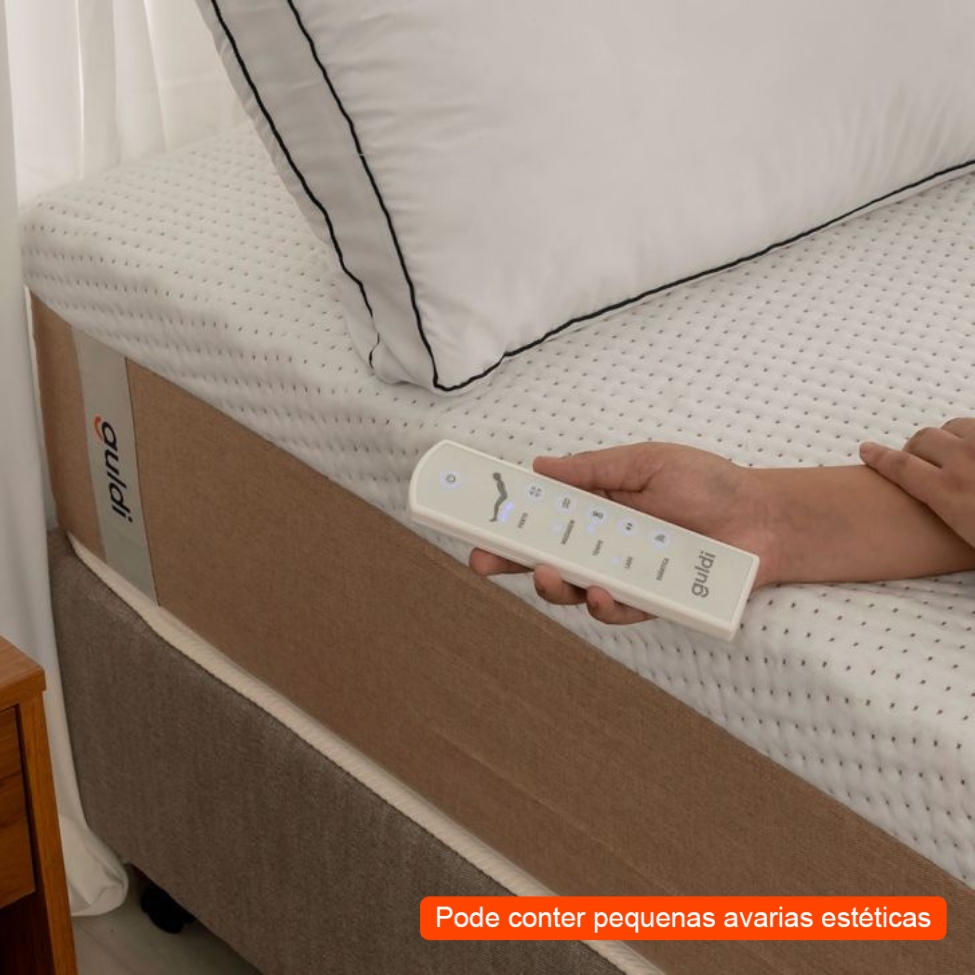 [OUTLET] Colchão Casal Guldi Comfort com Massageador Quântico Molas Ensacadas (30x138x188) Branco e Bege