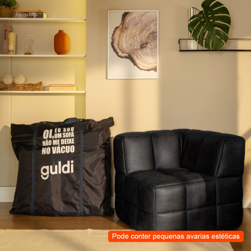 [OUTLET] Módulo Canto Sofá Guldi Popup Corino Preto