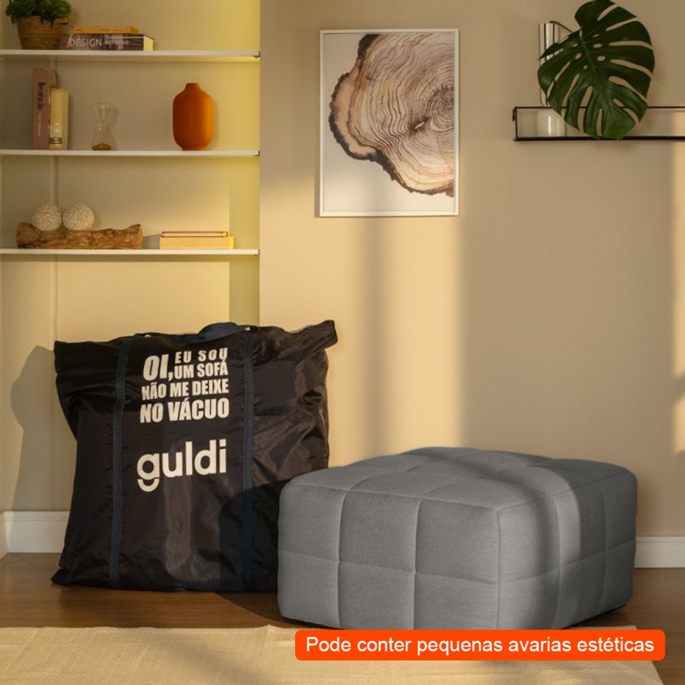 [OUTLET] Módulo Puff Sofá Guldi Popup Linho Cinza