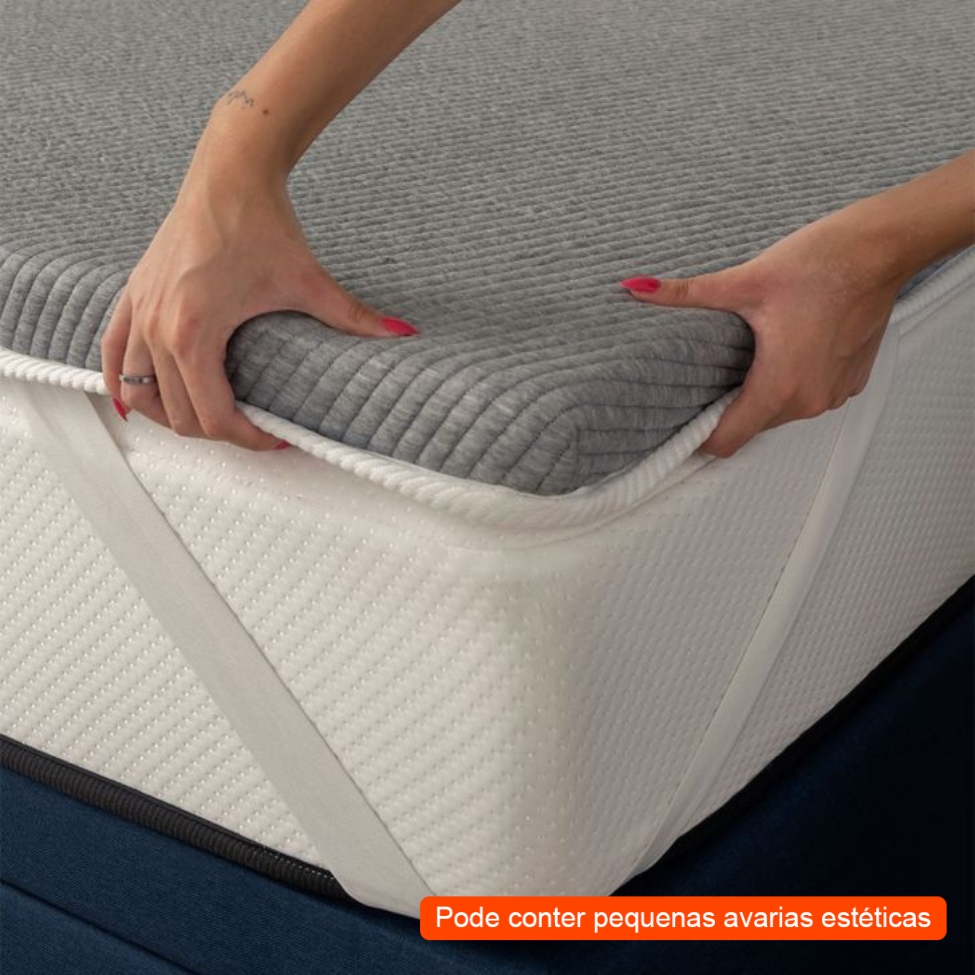 [OUTLET] Pillow Top Casal Guldi Dream Espuma D50 Viscoelástica com Alça (5x138x188) Branco e Cinza