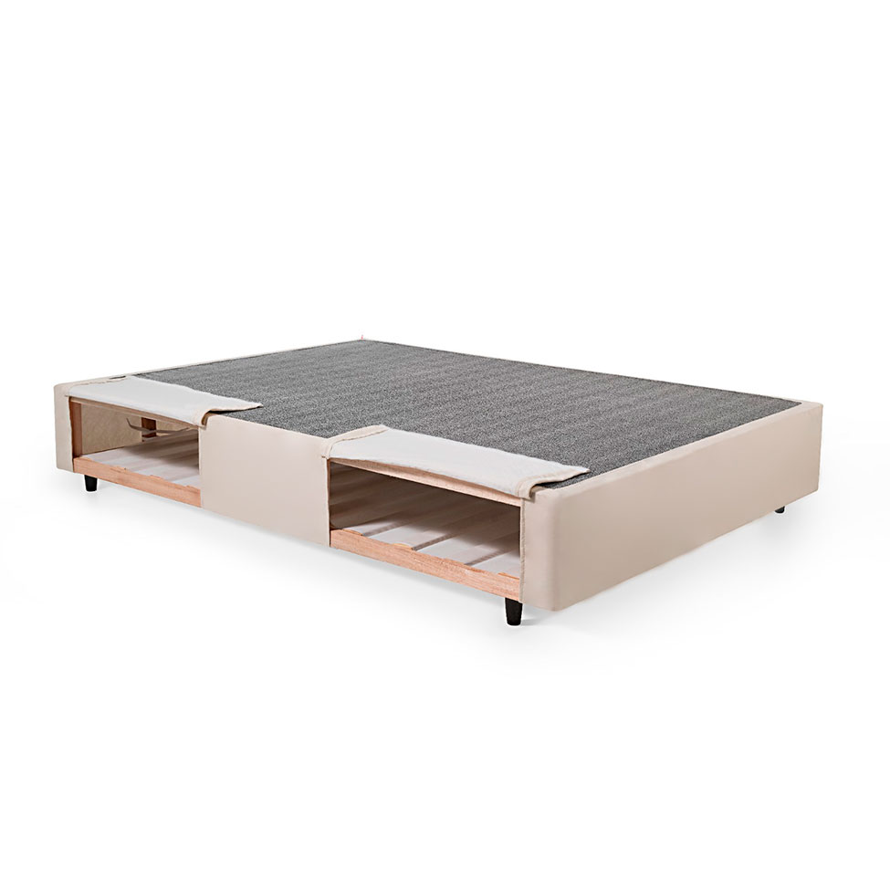 Base para Cama Box King Guldi com Guarda Objetos Bege