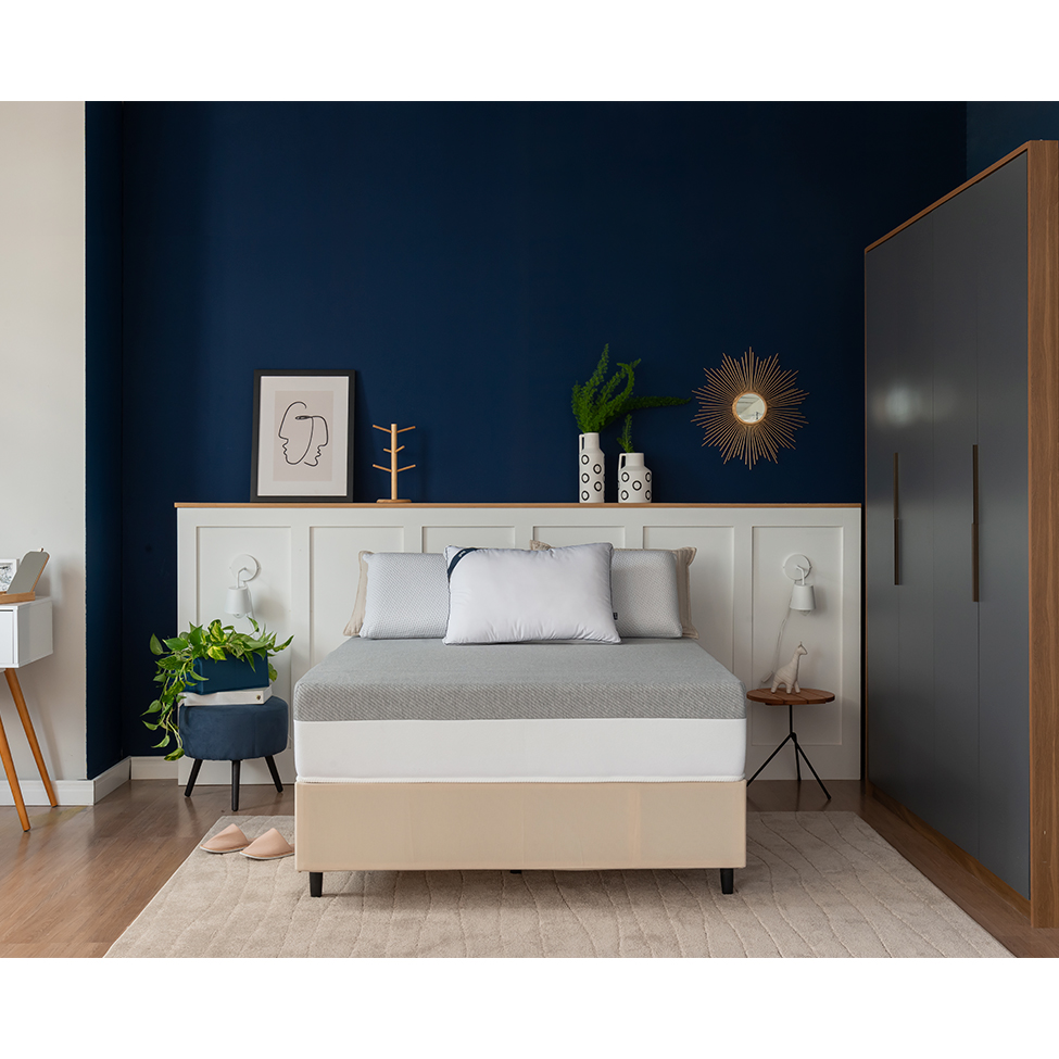 Base para Cama Box Queen Guldi com Guarda Objetos Bege
