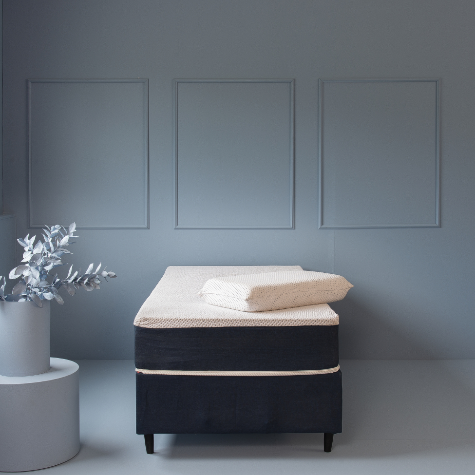 Base para Cama Box Solteiro Guldi (38x88x188) Azul e Cinza