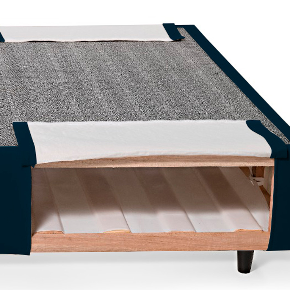 Base para Cama Box Solteiro Guldi com Guarda Objetos Azul