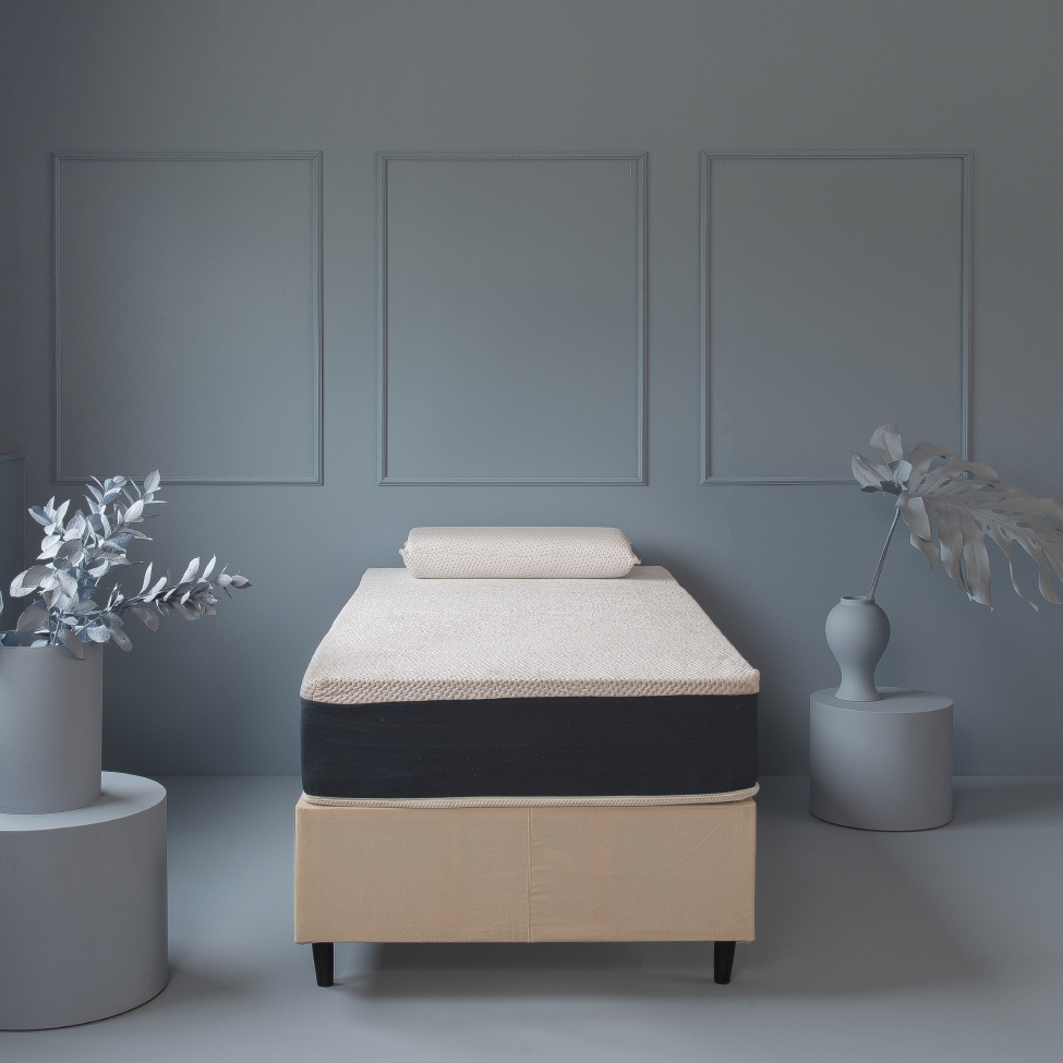 Base para Cama Box Solteiro King Guldi (38x96x203) Natural e Cinza