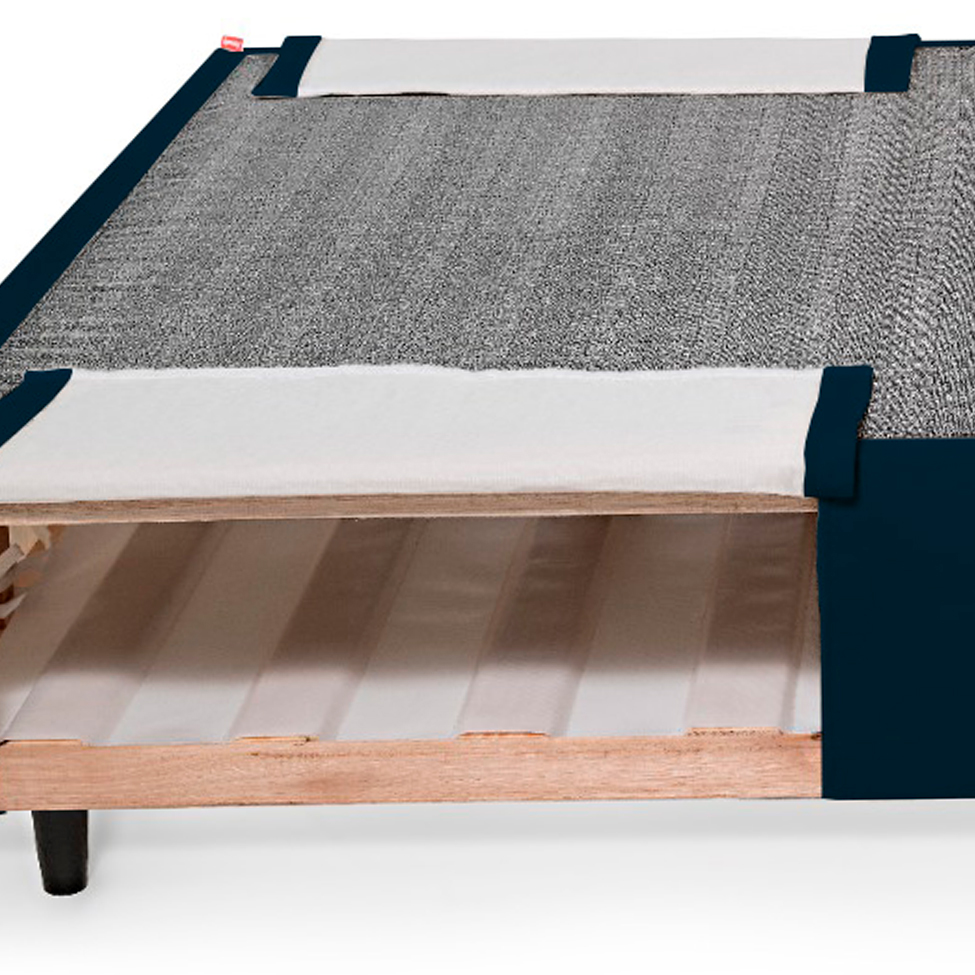 Base para Cama Box Solteiro King Guldi com Guarda Objetos Azul