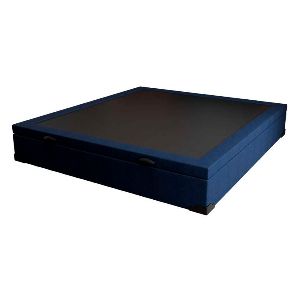 Cama Box Baú Casal Azul com Colchão Guldi Dream Mola Ensacada (30x138x188) Cinza e Branco