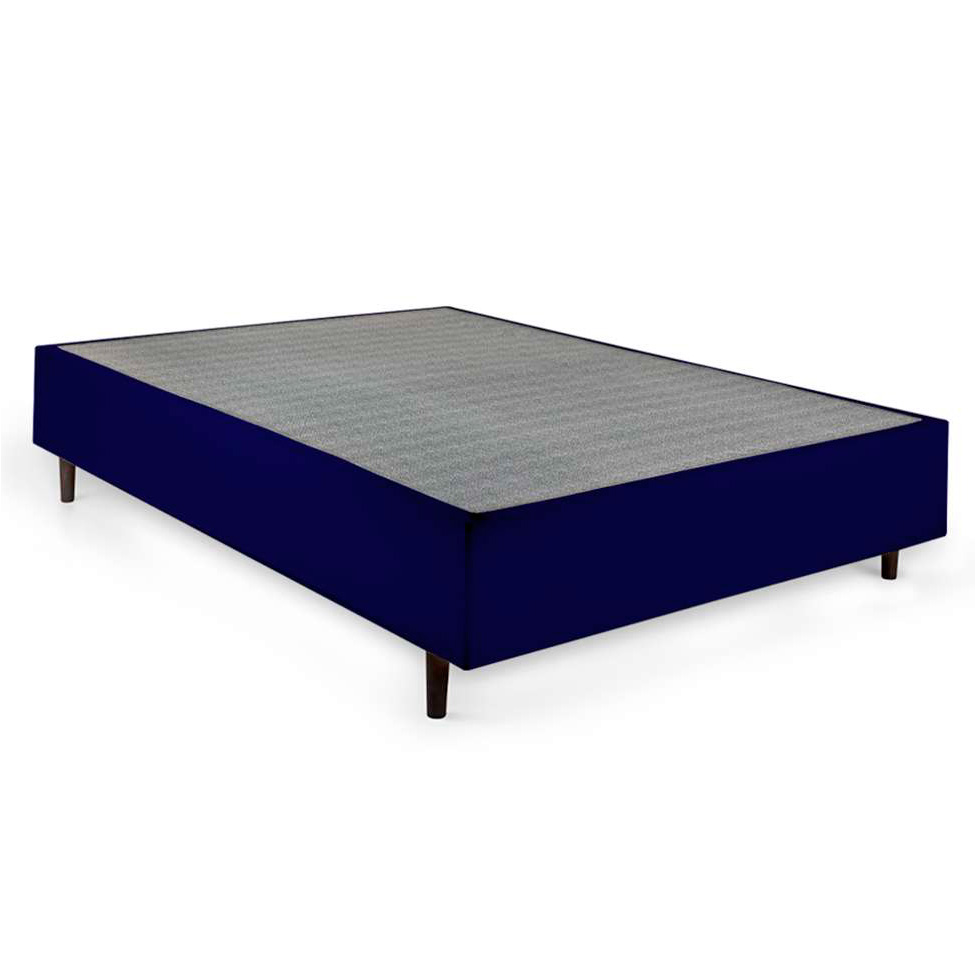 Cama Box Casal Azul com Colchão Guldi Dream Mola Ensacada (30x138x188) Cinza e Branco
