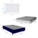 Cama Box Casal Azul com Colchão Guldi Dream Mola Ensacada (30x138x188) e 2 Travesseiros Guldi Soft Nasa Cinza e Branco