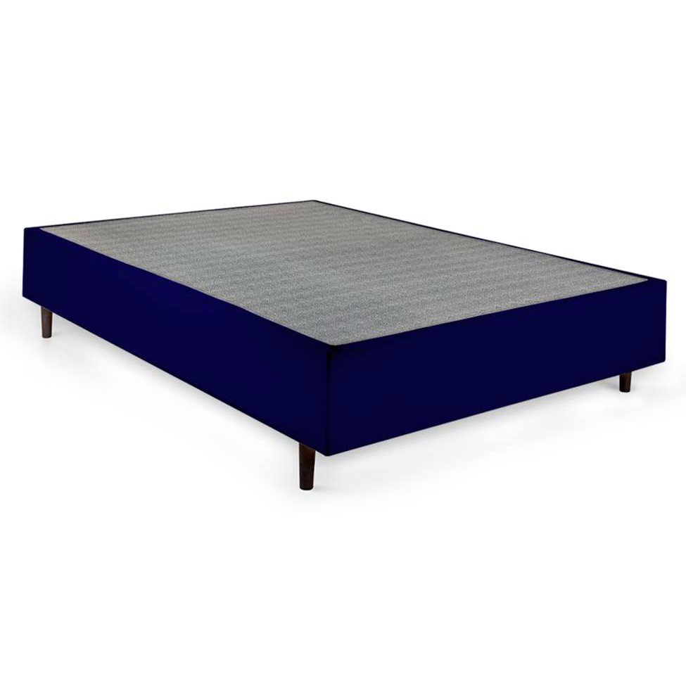 Cama Box Casal Azul com Colchão Guldi Dream Mola Ensacada (30x138x188) e 2 Travesseiros Guldi Soft Nasa Cinza e Branco