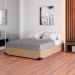 Cama Box Casal Joe Linho Bege com Colchão Guldi Massageador Quântico Molas Ensacadas (30x138x188) Branco e Bege