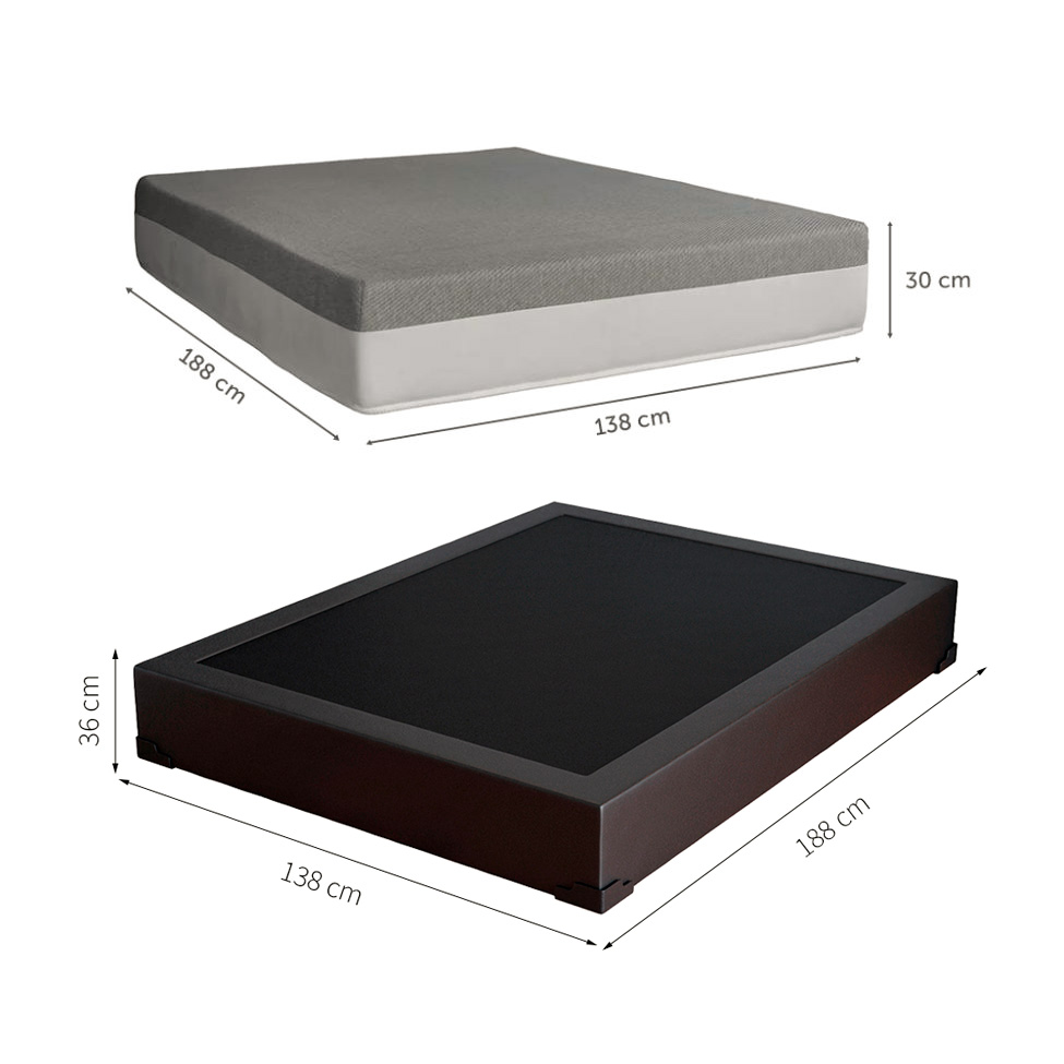 Cama Box Casal Joe Revestimento Sintético Preto com Colchão Guldi Dream Mola Ensacada (30x138x188) Cinza e Branco