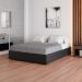 Cama Box Casal Joe Revestimento Sintético Preto com Colchão Guldi Mola Ensacada Original Firme (25x138x188) Azul e Branco