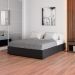 Cama Box Casal Joe Revestimento Sintético Preto com Colchão Guldi Mola Ensacada Original Macio (25x138x188) Azul e Branco