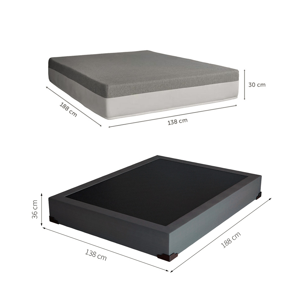 Cama Box Casal Joe Suede Grafite com Colchão Guldi Dream Mola Ensacada (30x138x188) Cinza e Branco