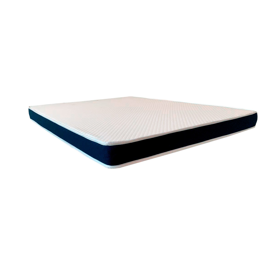 Cama Box Casal Martin Premium Linho Cru com Colchão Guldi Espuma D28 Duplo 12cm (12x138x188) Azul e Branco