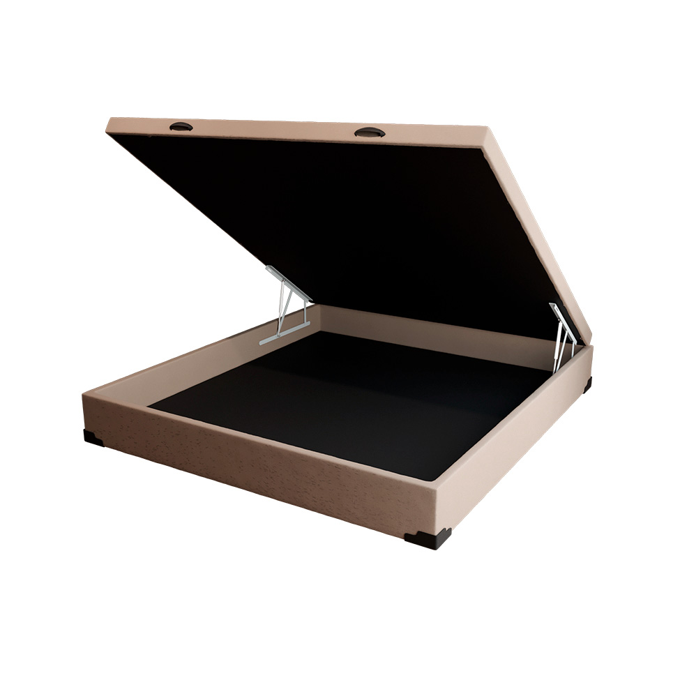 Cama Box Casal Martin Premium Linho Cru com Colchão Guldi Mola Ensacada Guldi Original Firme (25x138x188) Azul e Branco