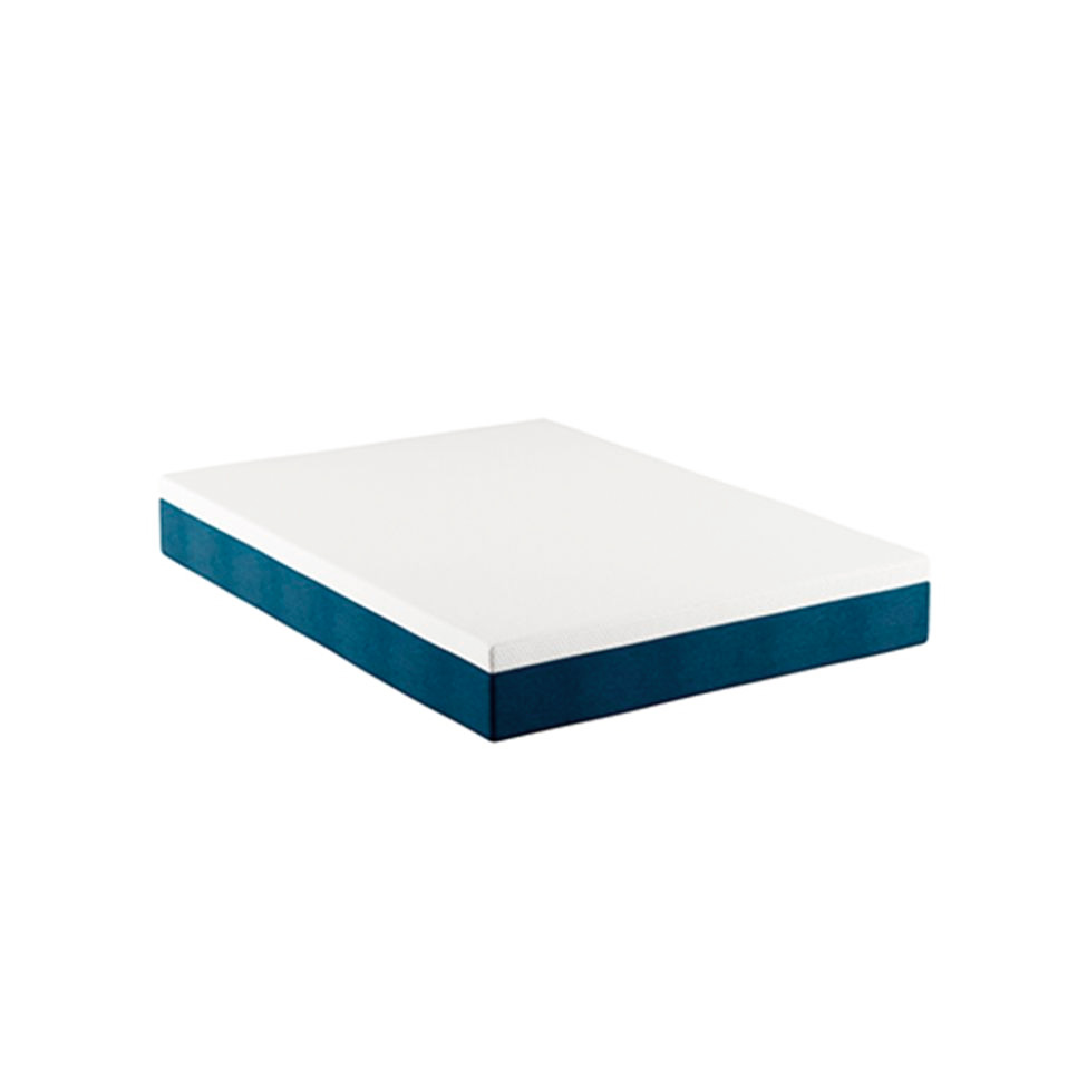 Cama Box Casal Martin Premium Linho Cru com Colchão Guldi Mola Ensacada Guldi Original Firme (25x138x188) Azul e Branco
