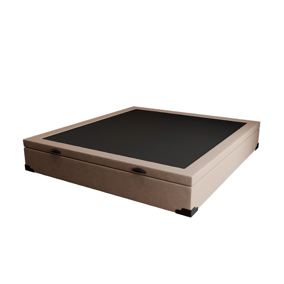 Cama Box Casal Martin Premium Linho Cru com Colchão Guldi Mola Ensacada Original Macio (25x138x188) Azul e Branco