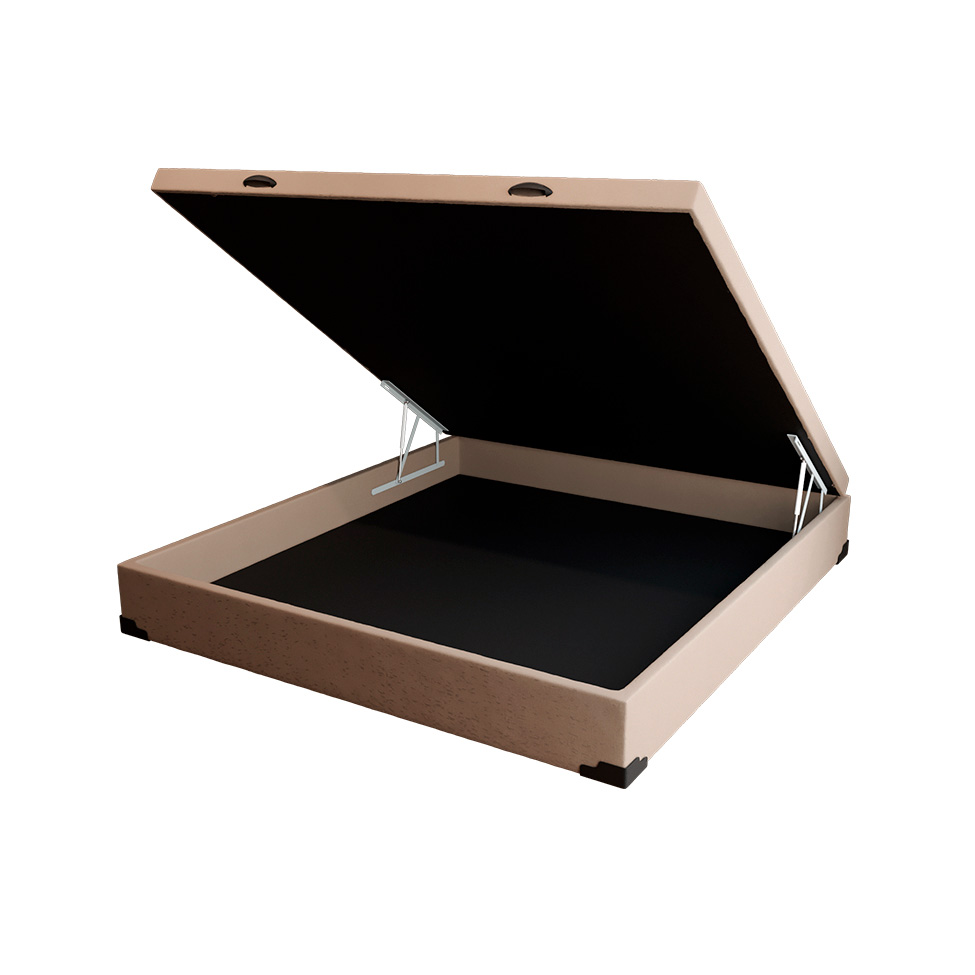 Cama Box Casal Martin Premium Linho Cru com Colchão Guldi Mola Ensacada Original Macio (25x138x188) Azul e Branco