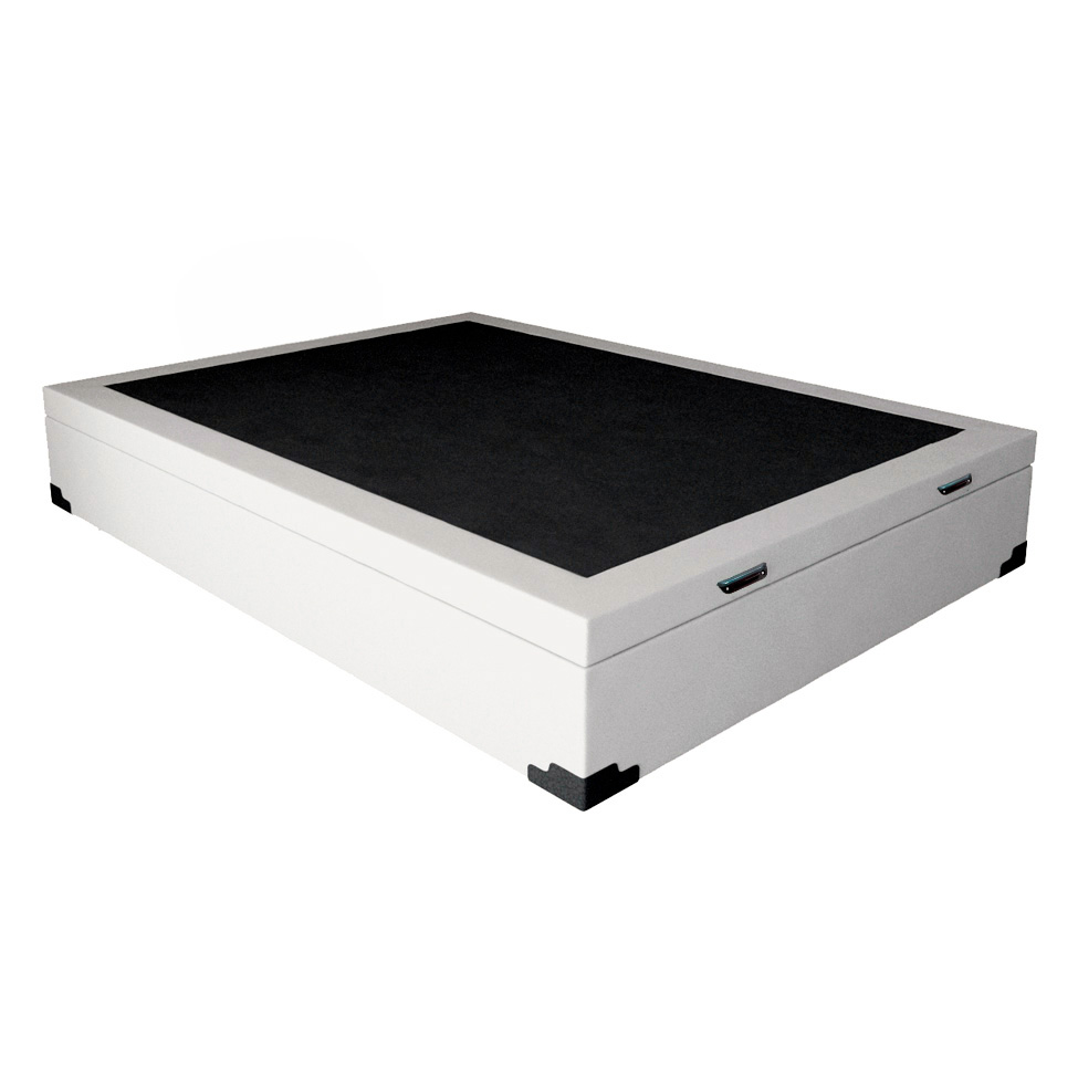 Cama Box Casal Martin Premium Revestimento Sintético Branco com Colchão Guldi Mola Ensacada Guldi Original Firme (25x138x188) Azul e Branco