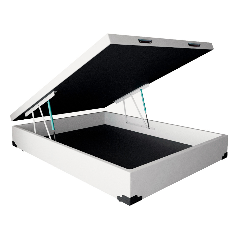 Cama Box Casal Martin Premium Revestimento Sintético Branco com Colchão Guldi Mola Ensacada Guldi Original Firme (25x138x188) Azul e Branco