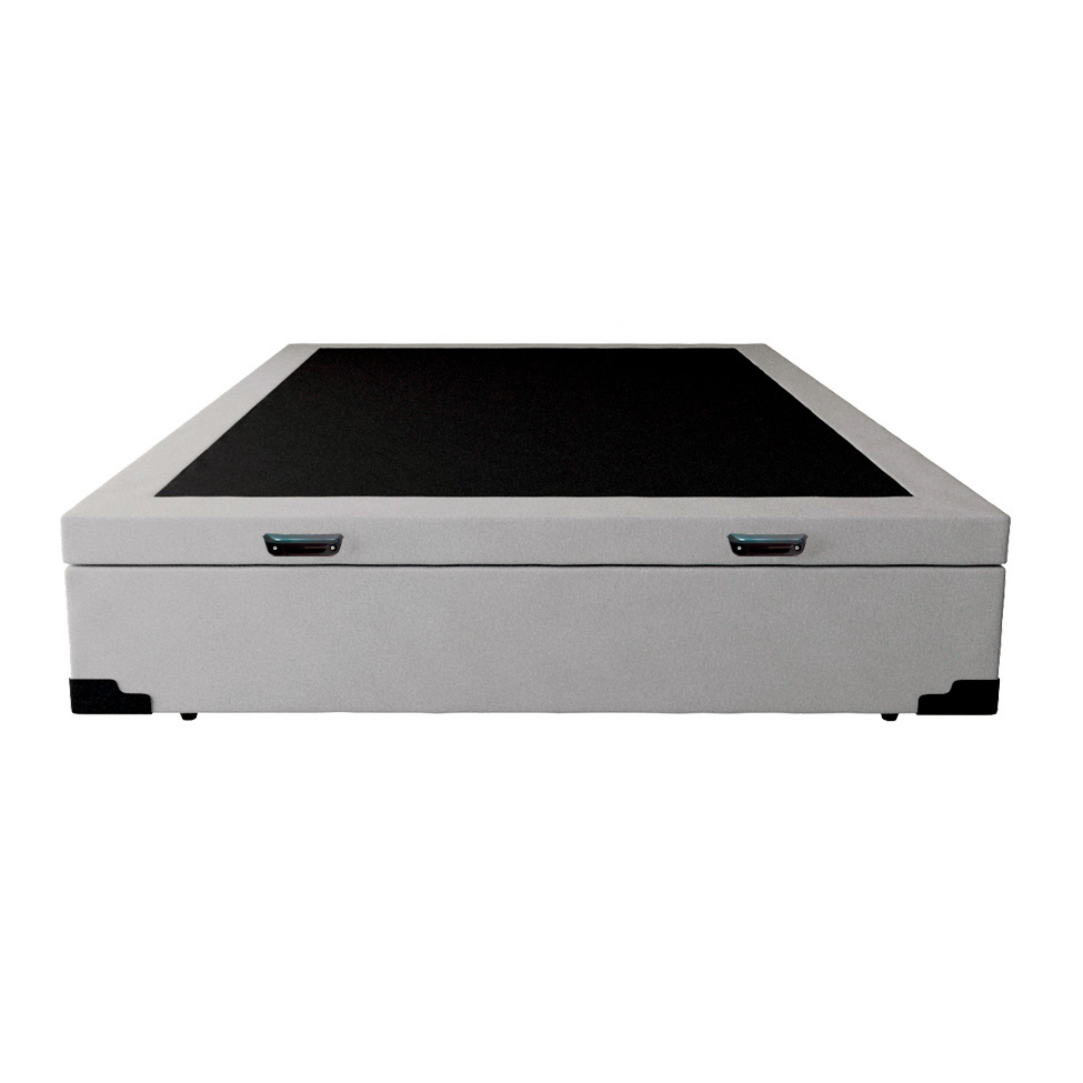 Cama Box Casal Martin Premium Revestimento Sintético Branco com Colchão Guldi Mola Ensacada Original Macio (25x138x198) Azul e Branco