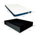 Cama Box Casal Martin Premium Revestimento Sintético Preto com Colchão Guldi Duplo Plus D28 (16x138x188) Branco e Azul
