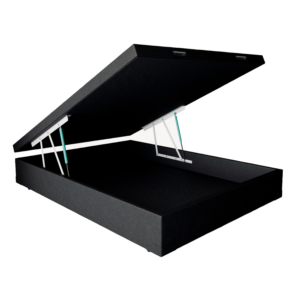 Cama Box Casal Martin Premium Revestimento Sintético Preto com Colchão Guldi Mola Ensacada Original Macio (25x138x188) Azul e Branco