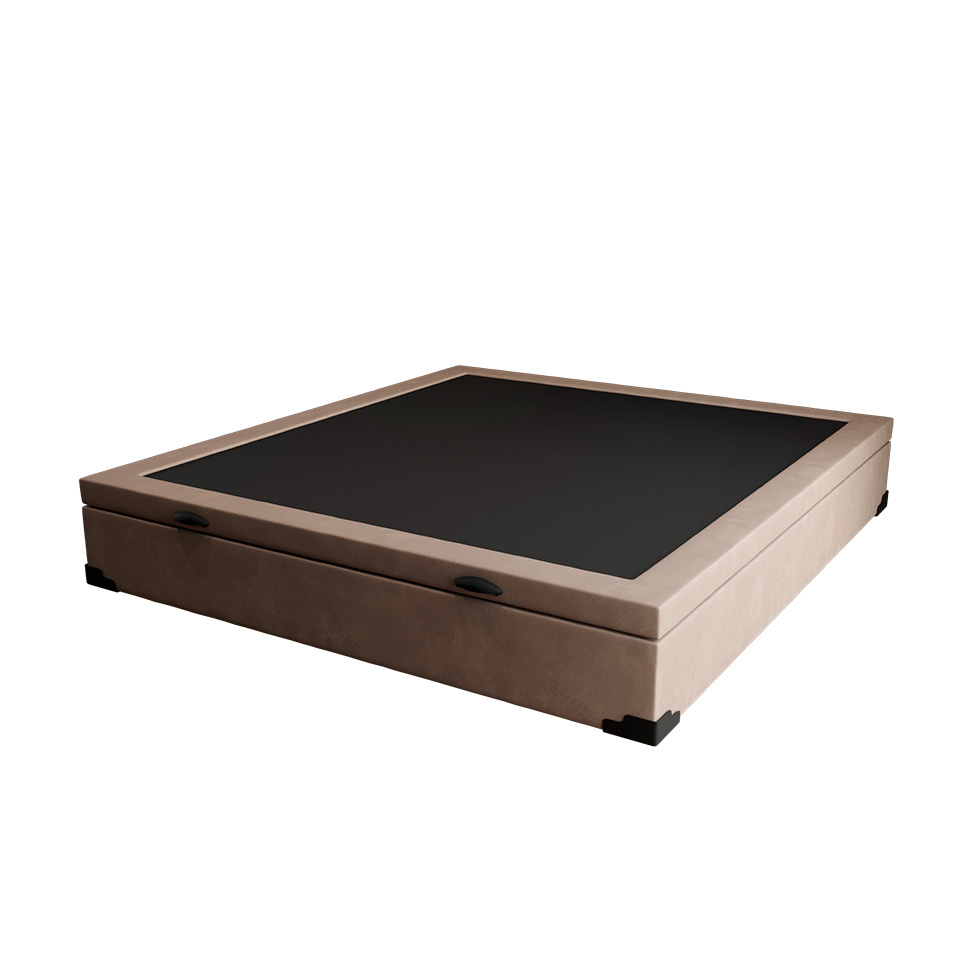 Cama Box Casal Martin Premium Suede Bege com Colchão Guldi Massageador Quântico Molas Ensacadas (30x138x188) Branco e Bege