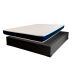Cama Box Casal Martin Premium Suede Preto com Colchão Guldi Espuma D28 Duplo 12cm (12x138x188) Azul e Branco