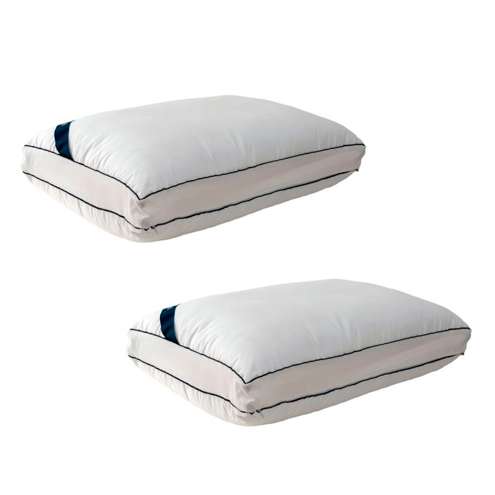 Cama Box Casal com Baú Azul com Colchão Guldi Dream Mola Ensacada (30x138x188) e 2 Travesseiros Guldi Dream Branco e Azul