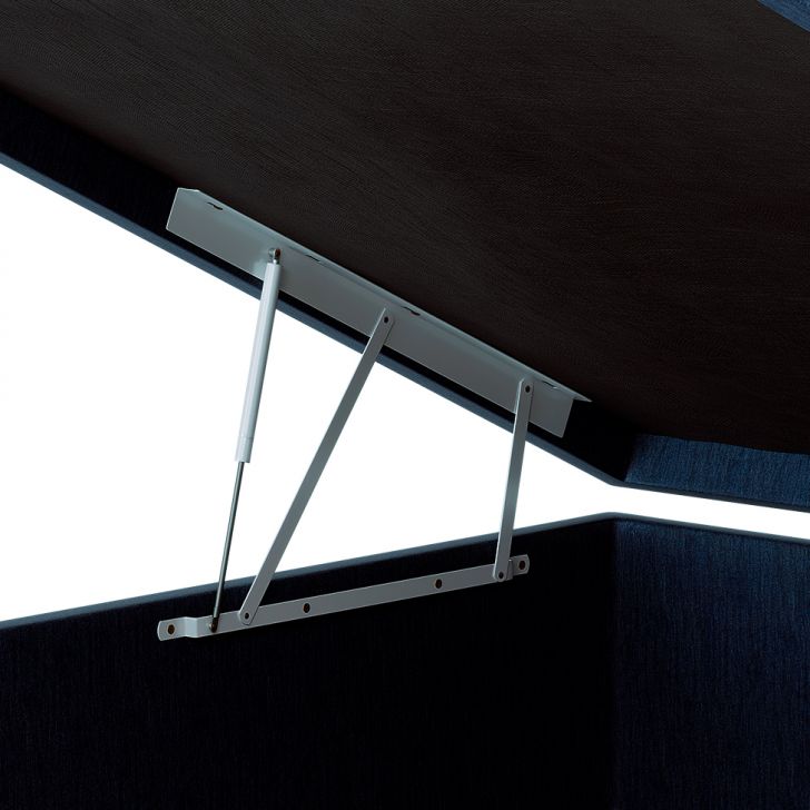 Cama Box Casal com Baú Azul com Colchão Guldi Dream Mola Ensacada (30x138x188) Cinza e Branco