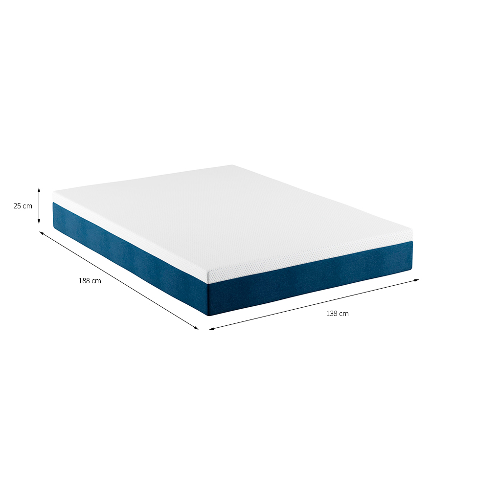 Cama Box Casal com Colchão Mola Ensacada Firme Guldi Natural e Azul