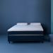 Cama Box Casal com Colchão Mola Ensacada Guldi Firme e 2 Travesseiros Guldi Nasa Viscoelástico Azul e Branca