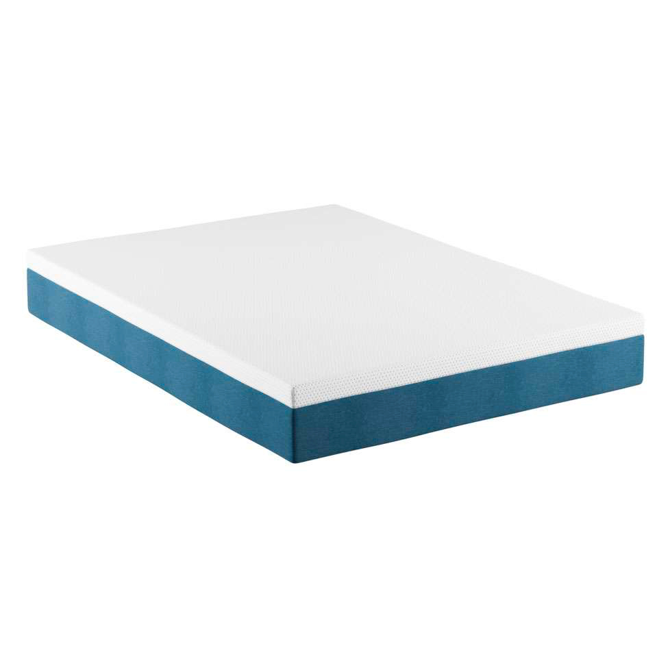Cama Box Casal com Colchão Mola Ensacada Guldi Macio Branco e Azul