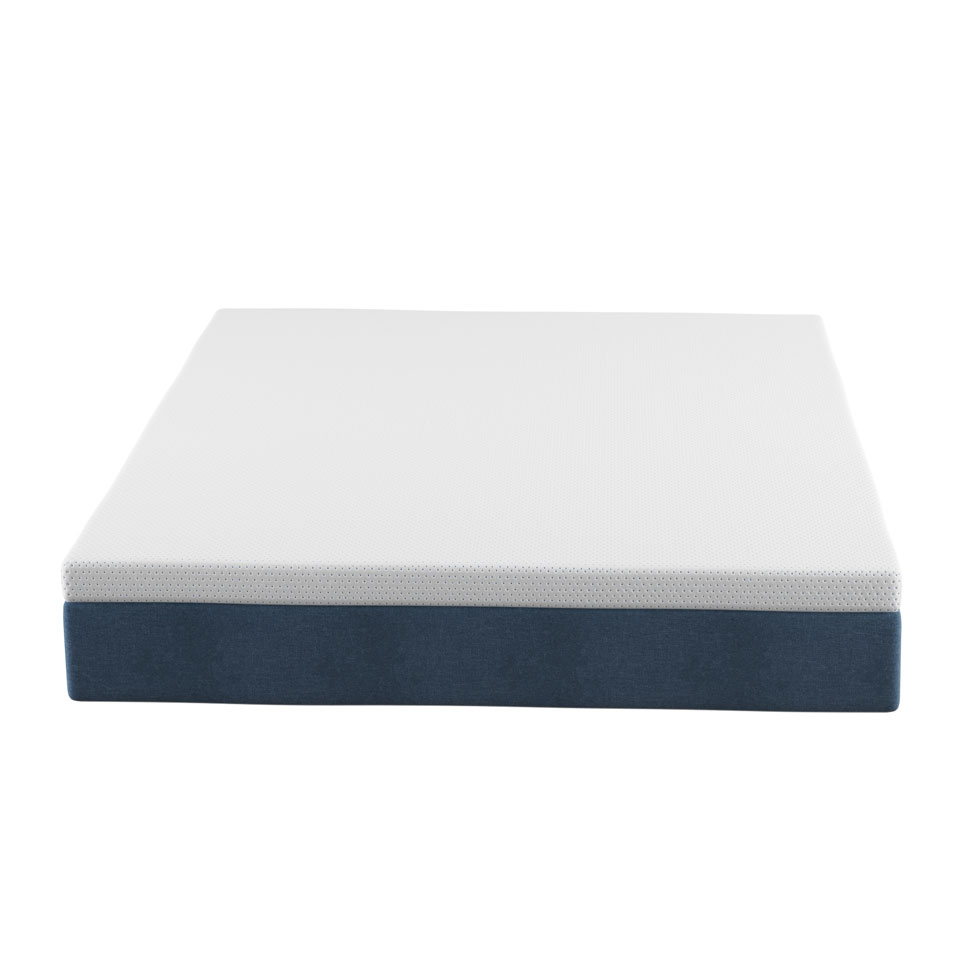 Cama Box Casal com Colchão Mola Ensacada Guldi Macio e 2 Travesseiros Guldi Nasa Viscoelástico Natural, Azul e Branca