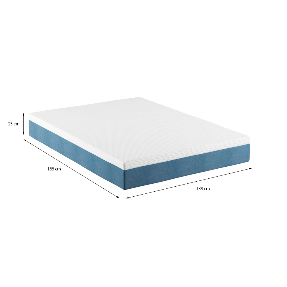 Cama Box Casal com Colchão Mola Ensacada Macio Guldi Natural e Azul